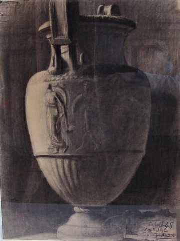 Auréjac vase à l'antique fusain